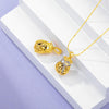 Fengshui Money Bag Purple Crystal Gold Luck Pendant Necklace - FengshuiGallary