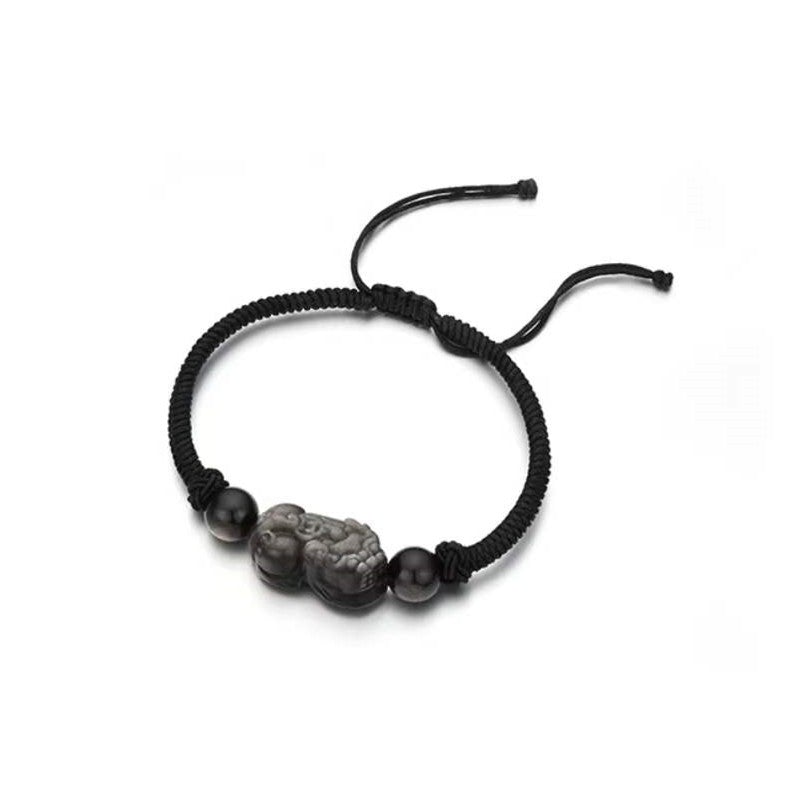 Fengshui Pixiu Couple Bracelet-Strawberry Crystal-Golden Obsidian - FengshuiGallary