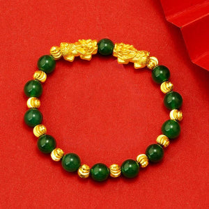 Fengshui Pixiu Emerald Stone Wealth Bracelet - FengshuiGallary