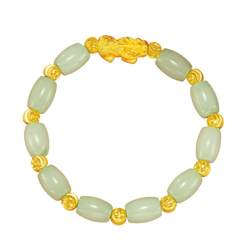 Fengshui Pixiu Emerald Stone Wealth Bracelet - FengshuiGallary