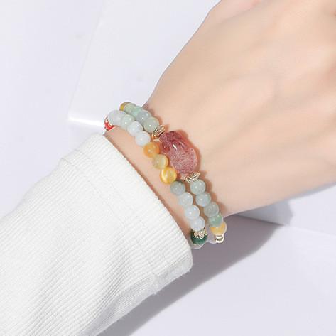 Fengshui Pixiu Wealth Bracelet-Strawberry Crystal - FengshuiGallary