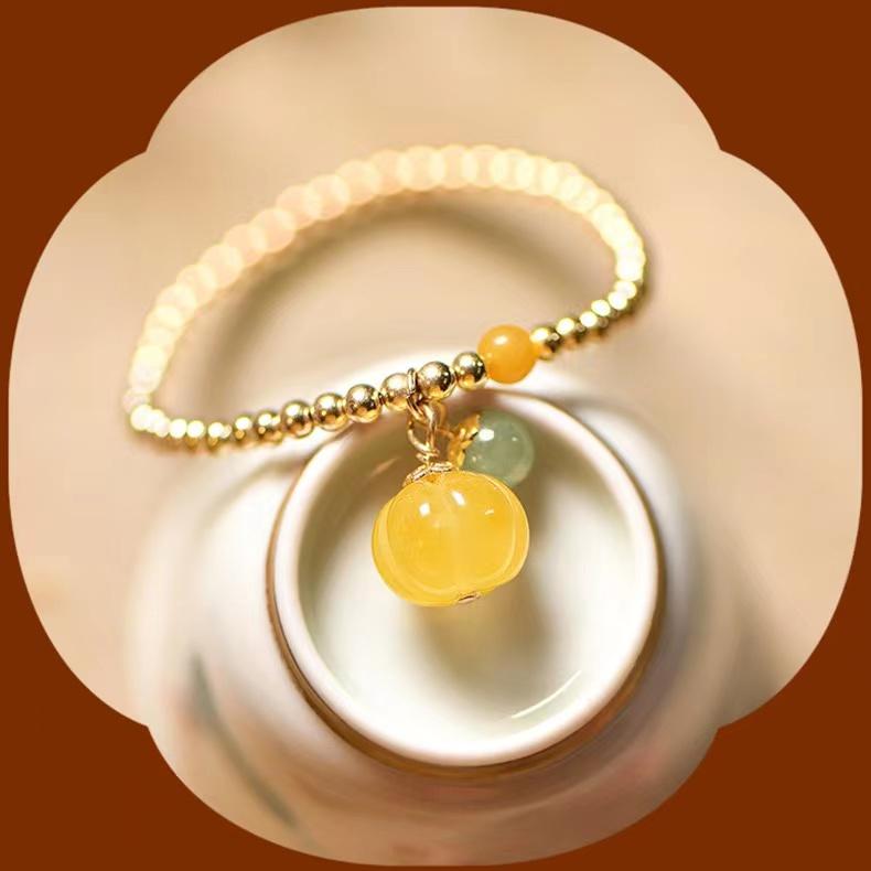 Fengshui Pumpkin Yellow Jade Abundance Bracelet - FengshuiGallary