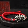 Fengshui Tiger Bracelet-Wealth Coin 925 Silver Red String - FengshuiGallary