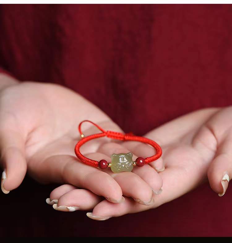 Fortune Tiger Chinese Zodiac Red String Bracelet (24K) – Popular J
