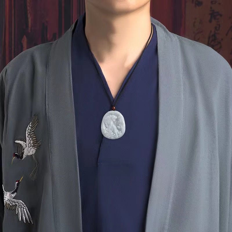 Fengshui Tiger Pendant-Natural White Jade - FengshuiGallary