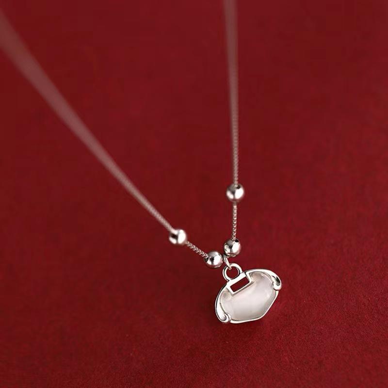 Fengshui Wealth Lock Moonstone Pendant Necklace - FengshuiGallary