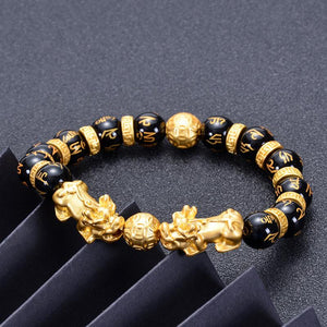 Fortune Giving Double Gold Pixiu Bracelet - FengshuiGallary
