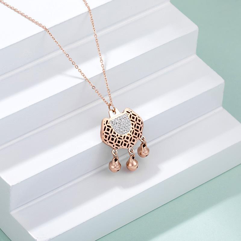 Fortune & Long life Lock Gold Pendant Necklace - FengshuiGallary