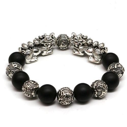 Fortune & Luck Black Obsidian Double Pixiu Bracelet - FengshuiGallary