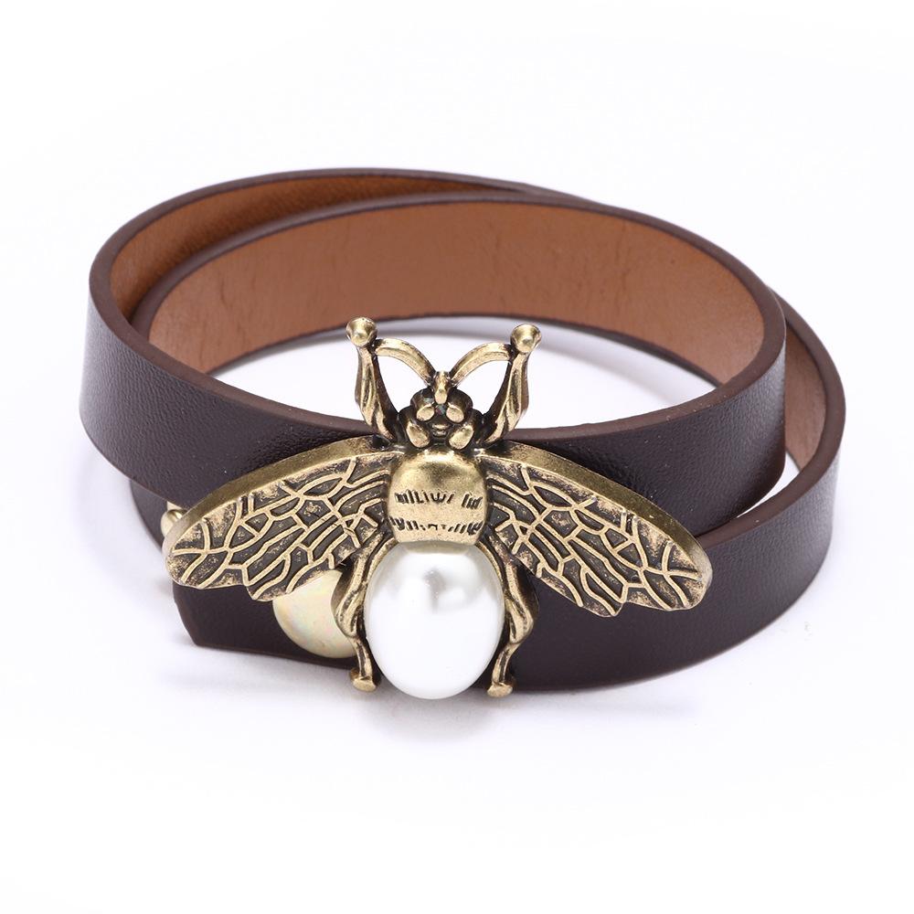 Fortune & Luck Pearl Bee Leather Bracelet - FengshuiGallary