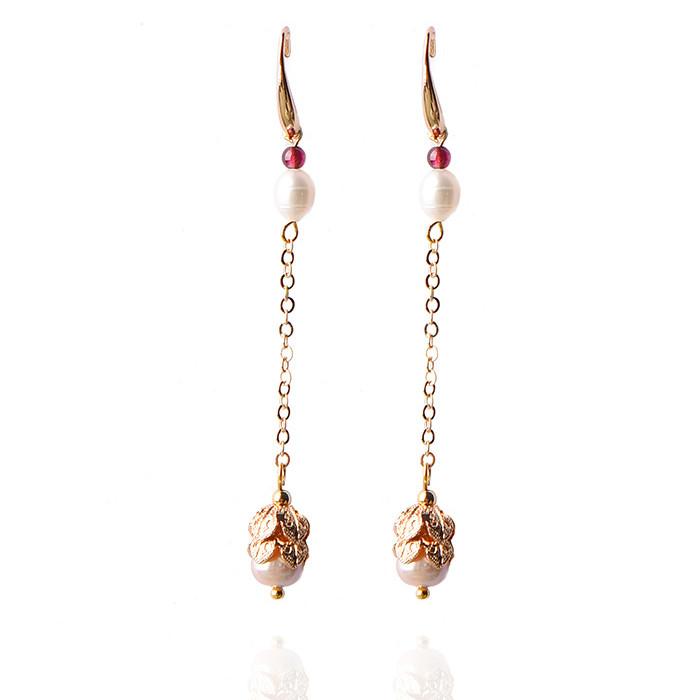 Fortune & Luck Pearl Rose Gold Earring - FengshuiGallary