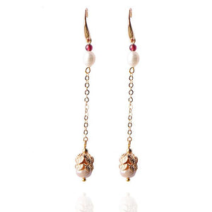 Fortune & Luck Pearl Rose Gold Earring - FengshuiGallary