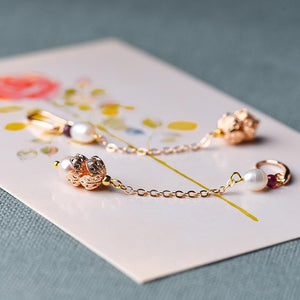 Fortune & Luck Pearl Rose Gold Earring - FengshuiGallary