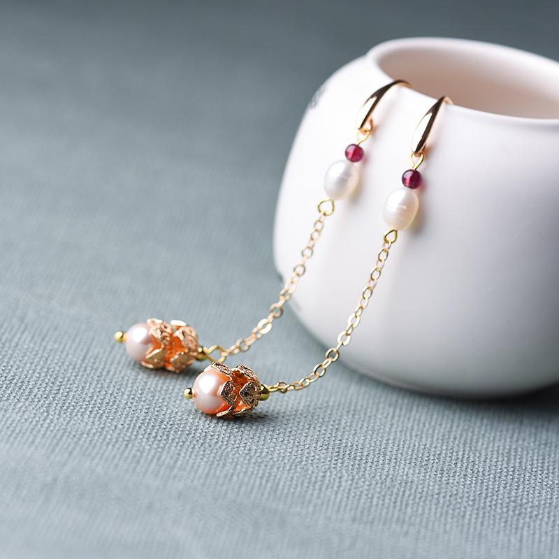 Fortune & Luck Pearl Rose Gold Earring - FengshuiGallary