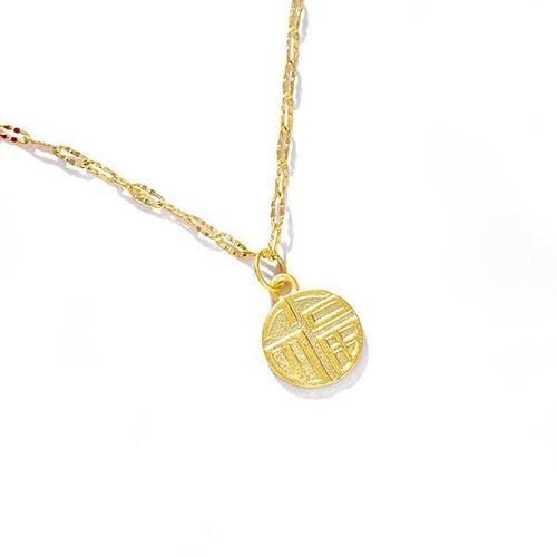 Full Blessing Feng Shui Coin Gold Lucky Pendant Necklace - FengshuiGallary