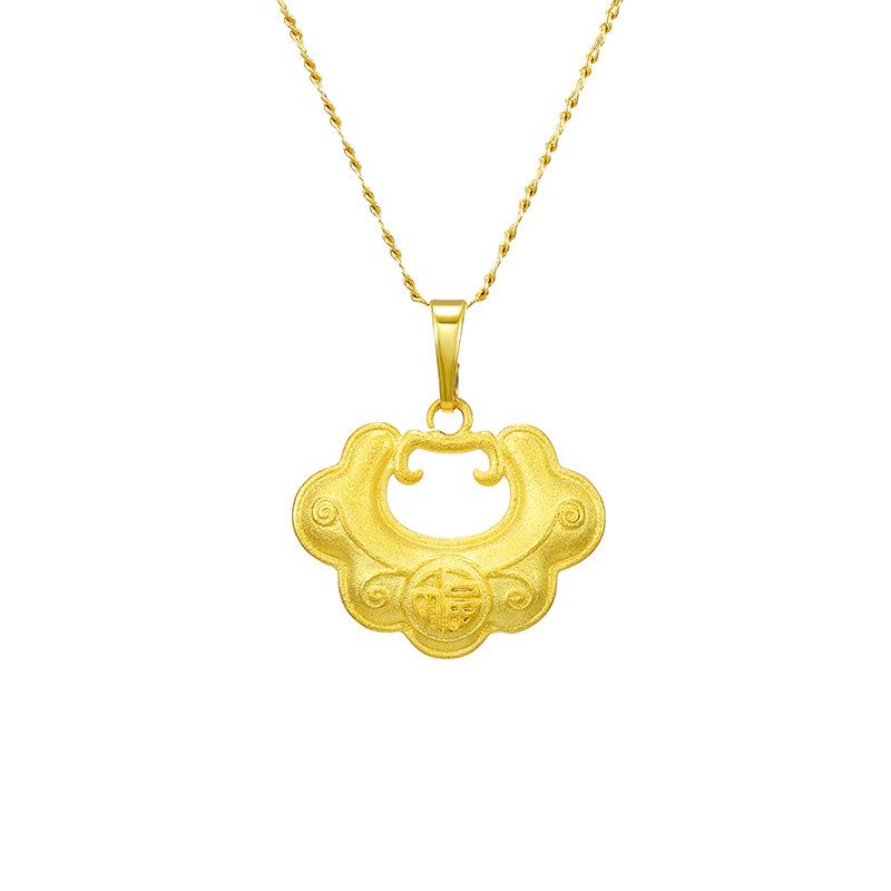 Full Blessing Feng Shui Lucky Clouds Gold Pendant Necklace - FengshuiGallary