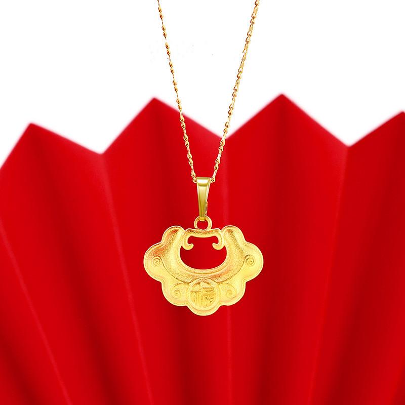 Full Blessing Feng Shui Lucky Clouds Gold Pendant Necklace - FengshuiGallary