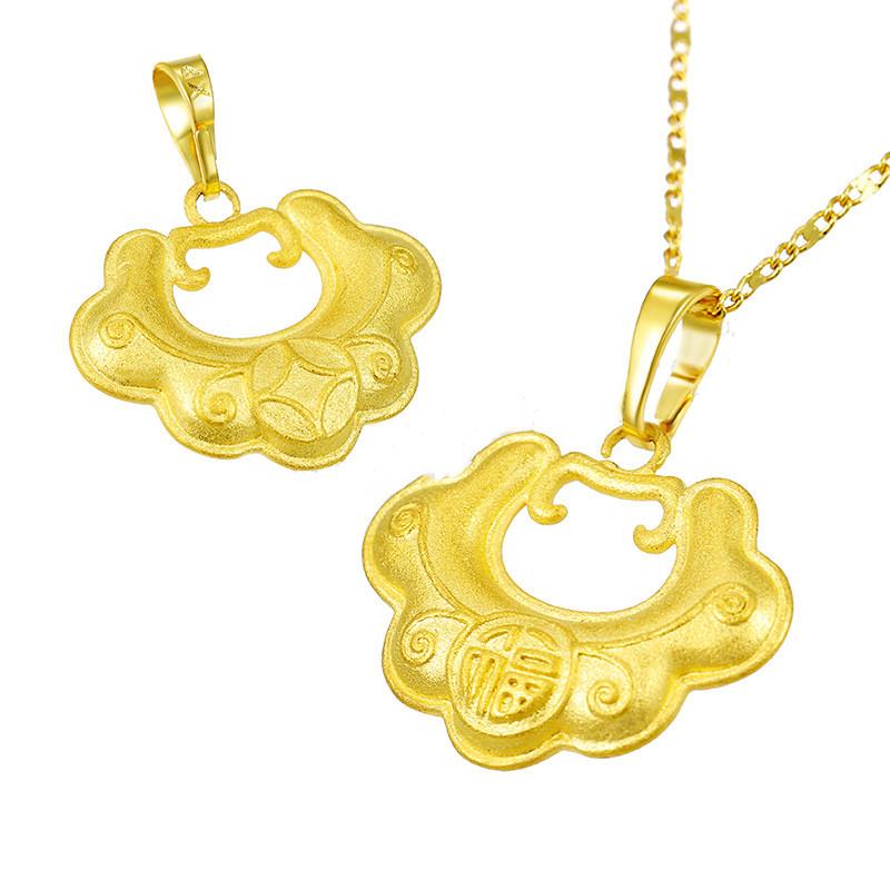 Full Blessing Feng Shui Lucky Clouds Gold Pendant Necklace - FengshuiGallary