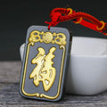 Full Blessing Gold Black Jade Pendant Necklace - FengshuiGallary