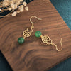 Full Blessing Green Jade Gold Wealth Earring - FengshuiGallary
