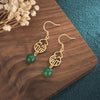 Full Blessing Green Jade Gold Wealth Earring - FengshuiGallary