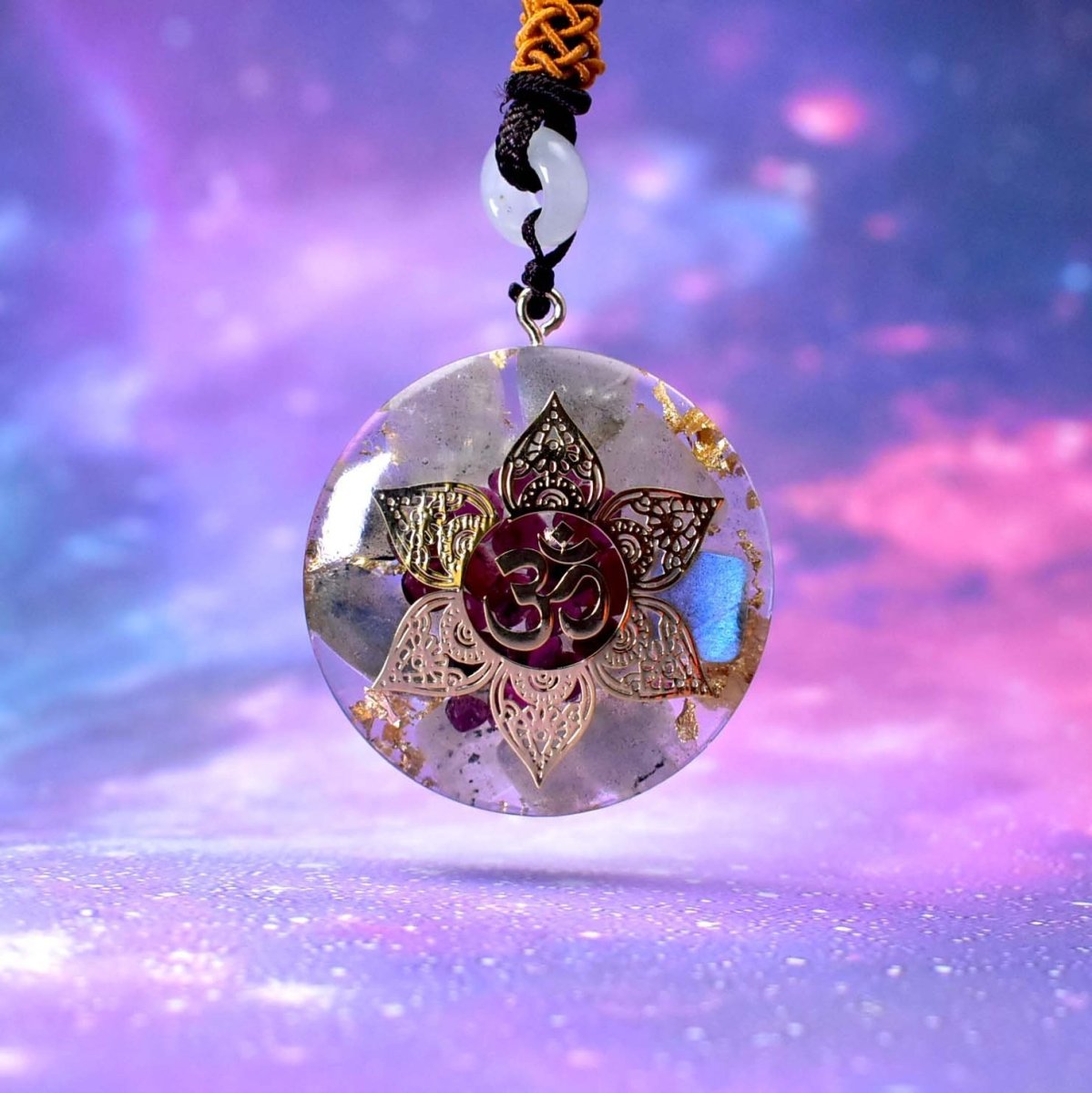 Garnet Orgonite Om Symbol Chakra Healing Energy Pendant - FengshuiGallary