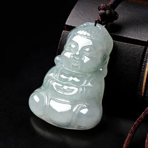 Gautama Buddha Protection Pendant-Ice White Jade - FengshuiGallary