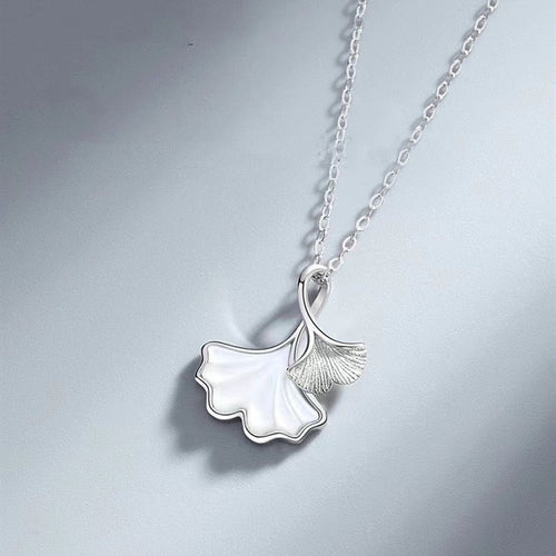 Ginkgo Leaf 999 Silver Necklace-Natural Pearl - FengshuiGallary