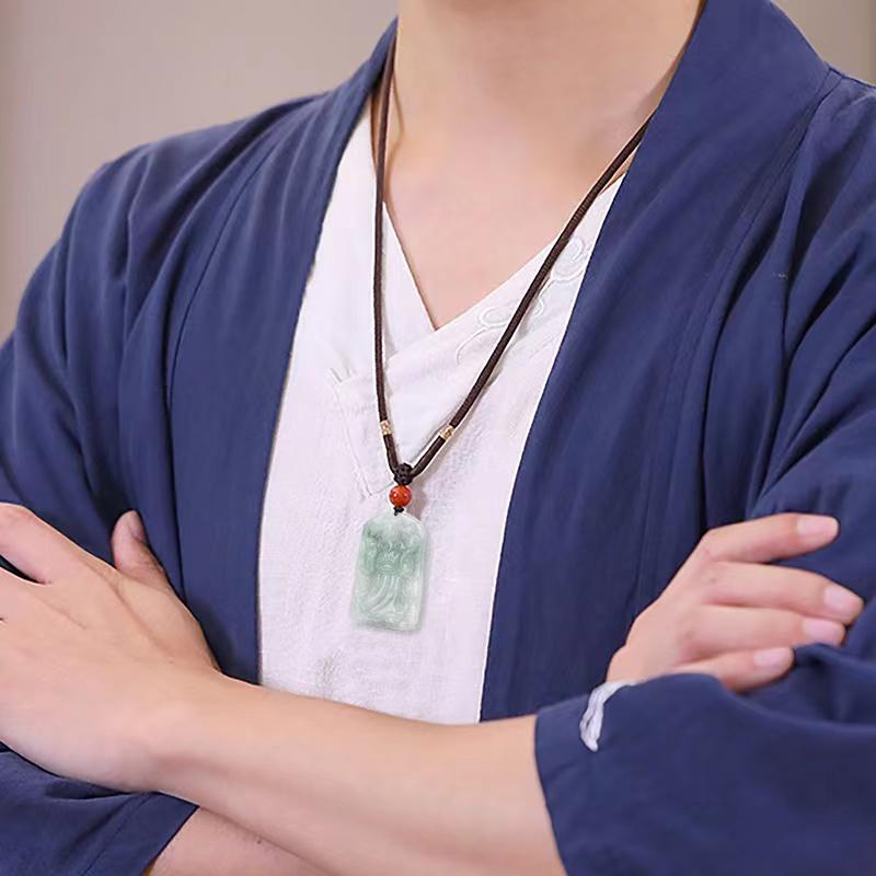 God Of Wealth Grade A Jade Pendant - FengshuiGallary