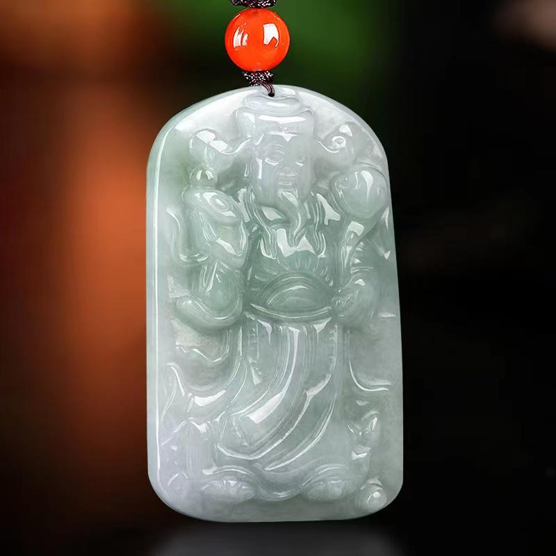 God Of Wealth Grade A Jade Pendant - FengshuiGallary