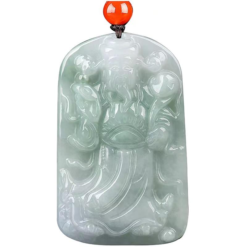 God Of Wealth Grade A Jade Pendant - FengshuiGallary