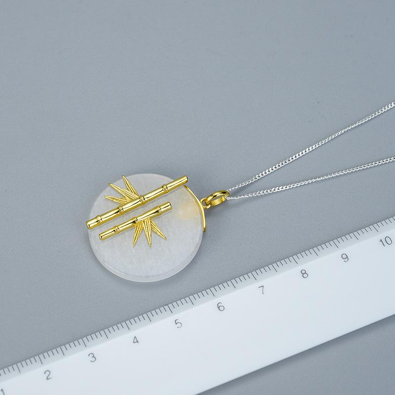 Gold Bamboo Ice Jade Wealth Pendant - FengshuiGallary