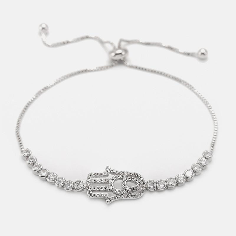 Gold Diamond Hand Of Fatima Protection Bracelet - FengshuiGallary