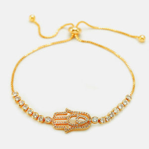 Gold Diamond Hand Of Fatima Protection Bracelet - FengshuiGallary