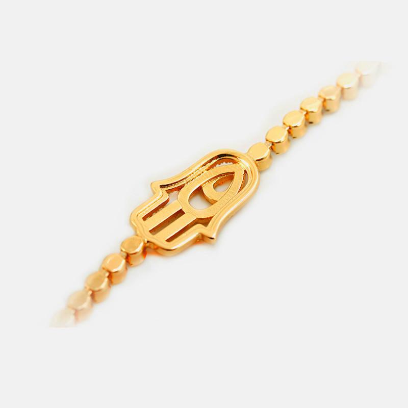 Gold Diamond Hand Of Fatima Protection Bracelet - FengshuiGallary