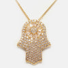 Gold Diamond Rainbow Crystal Hand Of Fatima Protection Pendant Necklace - FengshuiGallary
