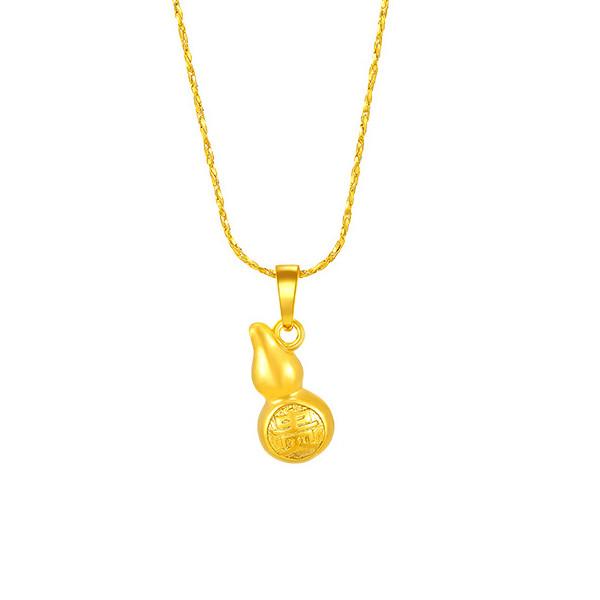 Gold Feng Shui Calabash Fortune Pendant Necklace - FengshuiGallary