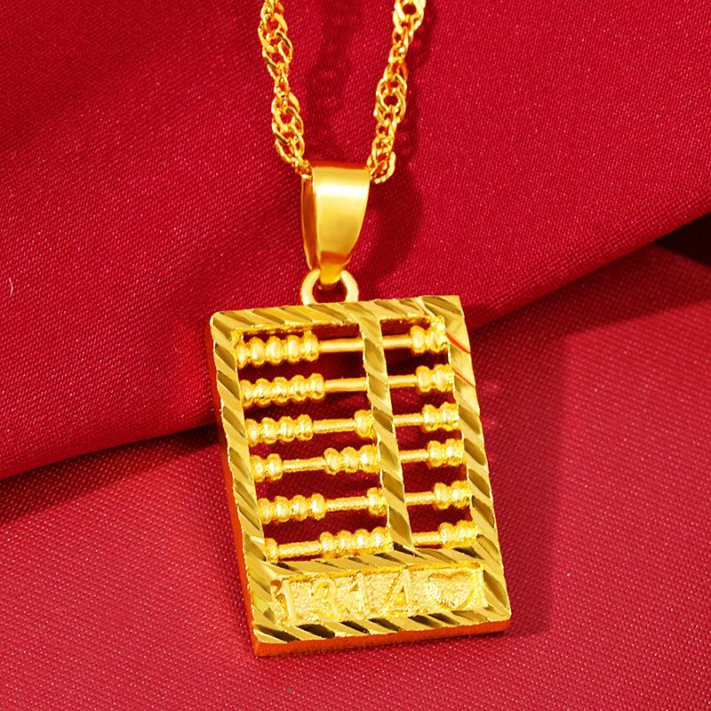 Gold Feng Shui Chinese Abacus Lucky Pendant - FengshuiGallary