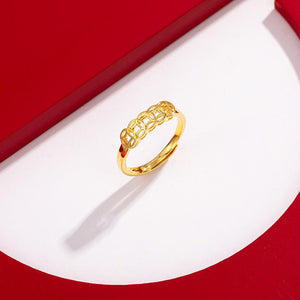 Gold Feng Shui Coin Wealth Ring - FengshuiGallary
