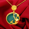 Gold Feng Shui Koi Fish Green Jade Pendant Necklace - FengshuiGallary