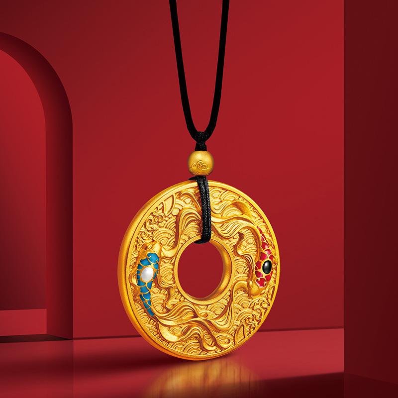 Gold Feng Shui Koi Fish Wealth Pendant - FengshuiGallary