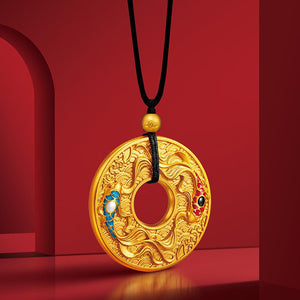 Gold Feng Shui Koi Fish Wealth Pendant - FengshuiGallary