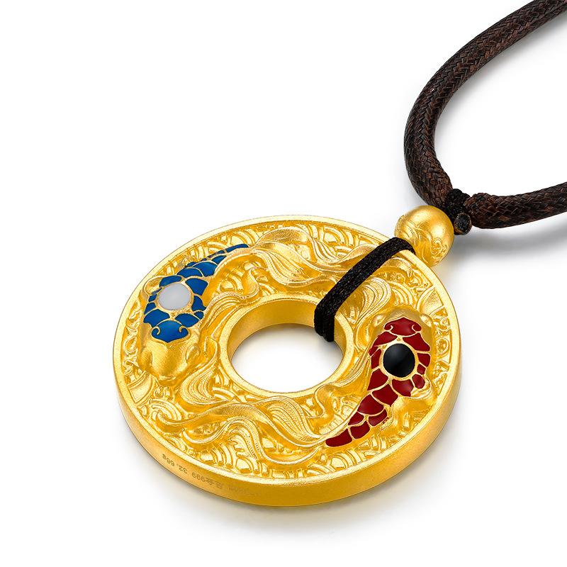 Gold Feng Shui Koi Fish Wealth Pendant - FengshuiGallary