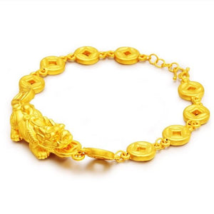 Gold Fengshui Lucky Coin Pixiu Wealth Bracelet - FengshuiGallary