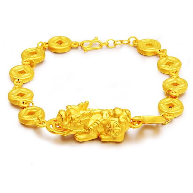 Gold Fengshui Lucky Coin Pixiu Wealth Bracelet - FengshuiGallary