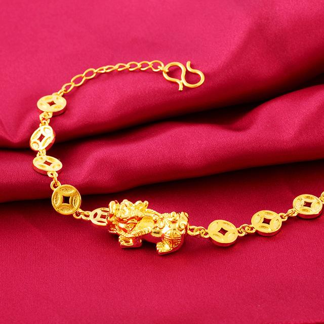 Gold Fengshui Lucky Coin Pixiu Wealth Bracelet - FengshuiGallary
