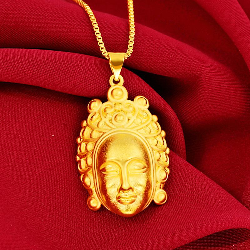Gold Guan Yin Buddha Lucky Amulet Necklace - FengshuiGallary