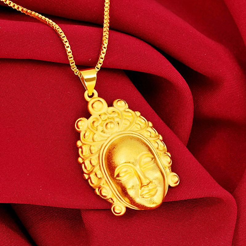 Gold Guan Yin Buddha Lucky Amulet Necklace - FengshuiGallary