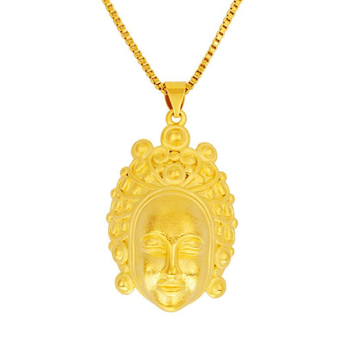 Gold Guan Yin Buddha Lucky Amulet Necklace - FengshuiGallary