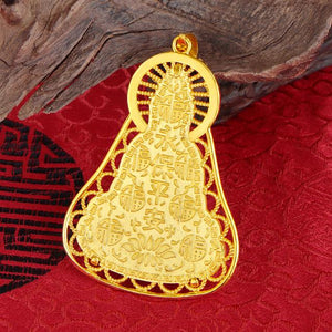 Gold Guanyin Buddha Lucky Amulet - FengshuiGallary